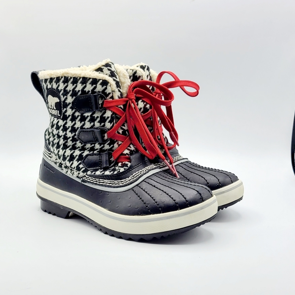 SOREL Tivoli Tweed Houndstooth Boots Size 5 Lace Up Waterproof Rain Snow - Picture 15 of 15